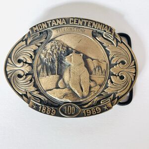 Montana Centennial Belt Buckle Limited Edition Yellowstone Grizzly Bear 1989